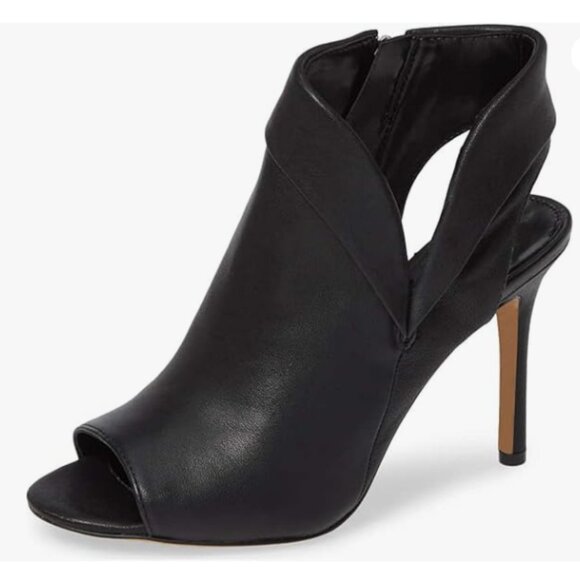 YDN Black Peep Toe Stiletto High Heel Cutout Slingback Side Zipper Short Booties - Picture 1 of 8
